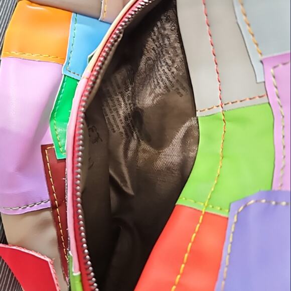 Leather Patchwork Backpack Multi Color - Picture 5 of 11
